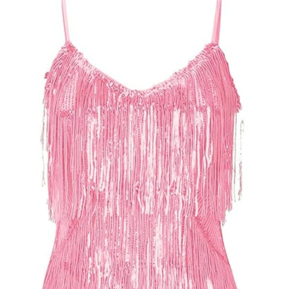 Womens Size M Sequin 1920s Flapper Mini Dress Fringe Mini Dresses & Feather NWOT